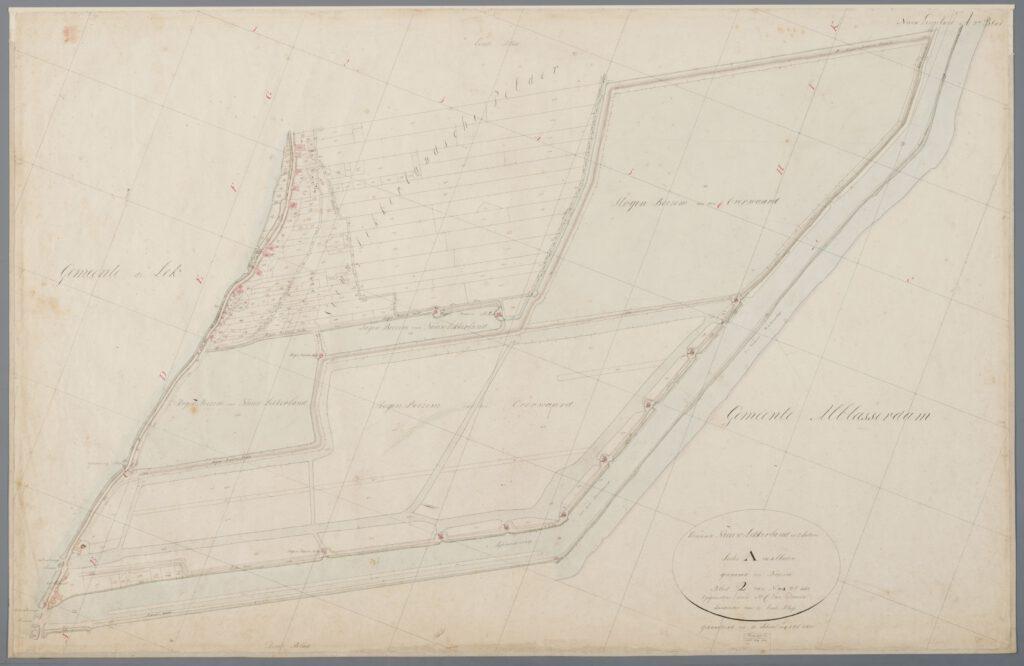 Kadastrale kaart boezems Kinderdijk en Nieuw-Lekkerland