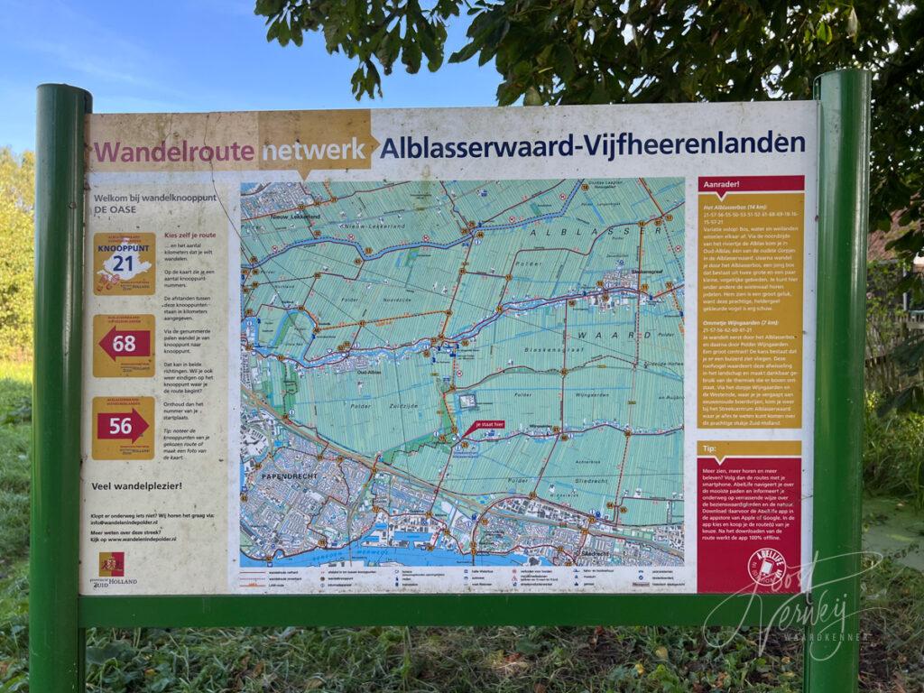 Informatiebord Wandelroute netwerk Alblasserwaard-Vijfheerenlanden