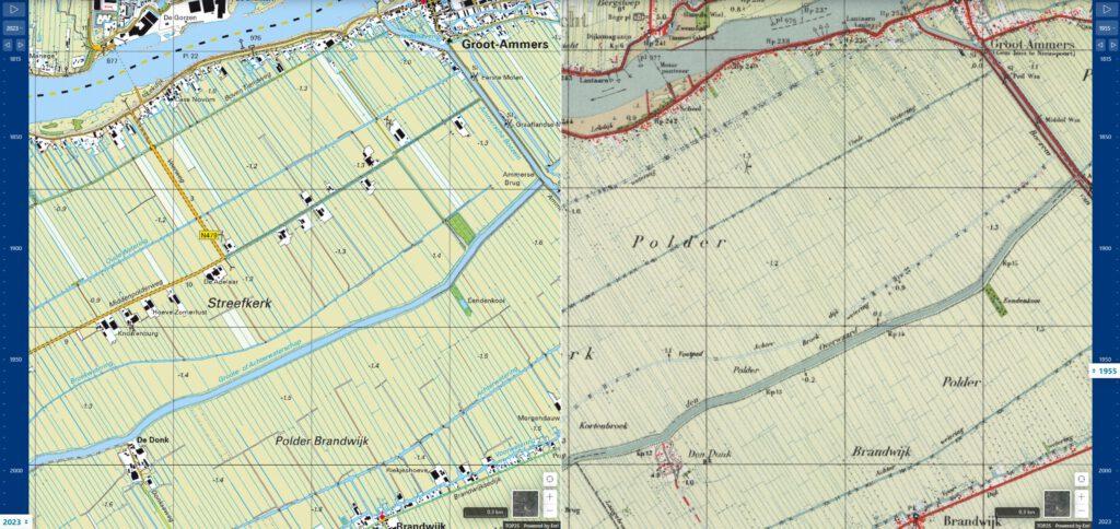 kaartvergelijking ruilverkaveling alblasserwaard
